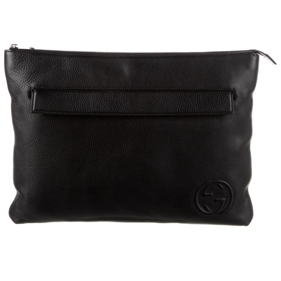 GUCCI Soho Large Black Pebble Leather Clutch - Picture 2 of 15